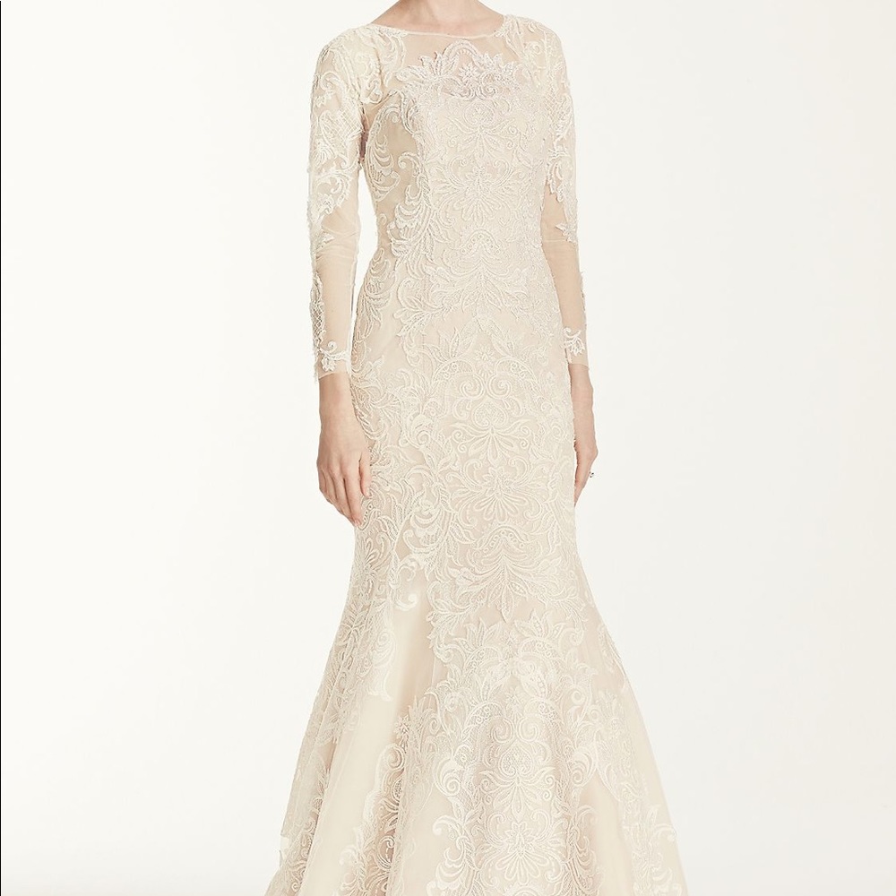Oleg Cassini Open Back Long Sleeved Wedding Dress